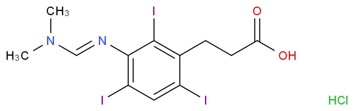 3-(3-{[(Dimethylamino)methylene]amino}-2,4,6-triiodophenyl)propanoic acid hydrochloride_Molecular_structure_CAS_5587-89-3)