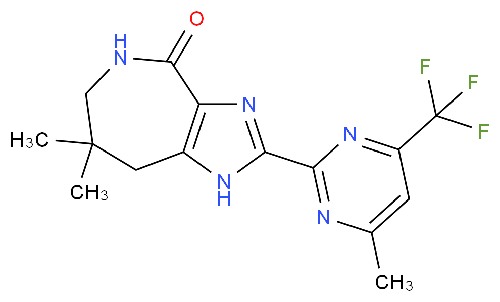 7,7-dimethyl-2-[4-methyl-6-(trifluoromethyl)pyrimidin-2-yl]-5,6,7,8-tetrahydroimidazo[4,5-c]azepin-4(1H)-one_Molecular_structure_CAS_)
