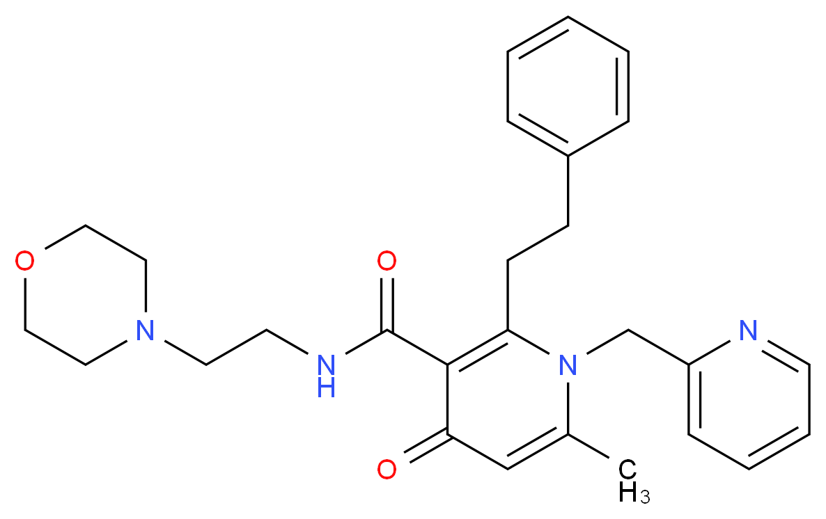 6-methyl-N-[2-(4-morpholinyl)ethyl]-4-oxo-2-(2-phenylethyl)-1-(2-pyridinylmethyl)-1,4-dihydro-3-pyridinecarboxamide_Molecular_structure_CAS_)