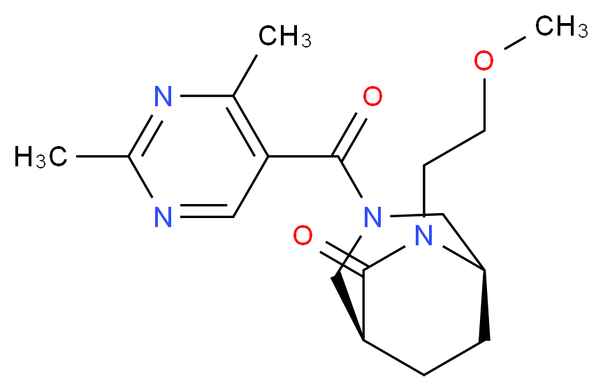 (1S*,5R*)-3-[(2,4-dimethylpyrimidin-5-yl)carbonyl]-6-(2-methoxyethyl)-3,6-diazabicyclo[3.2.2]nonan-7-one_Molecular_structure_CAS_)