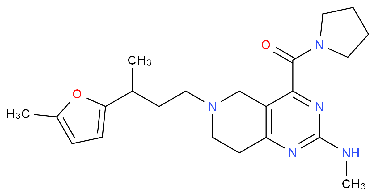 N-methyl-6-[3-(5-methyl-2-furyl)butyl]-4-(pyrrolidin-1-ylcarbonyl)-5,6,7,8-tetrahydropyrido[4,3-d]pyrimidin-2-amine_Molecular_structure_CAS_)
