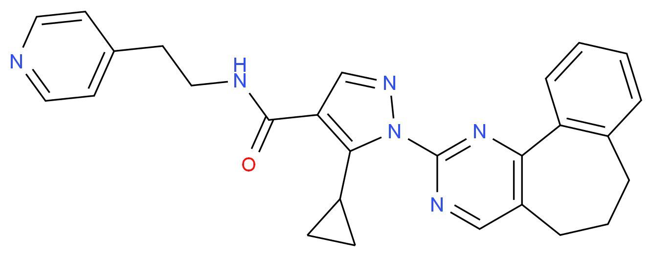 5-cyclopropyl-1-(6,7-dihydro-5H-benzo[6,7]cyclohepta[1,2-d]pyrimidin-2-yl)-N-[2-(4-pyridinyl)ethyl]-1H-pyrazole-4-carboxamide_Molecular_structure_CAS_)