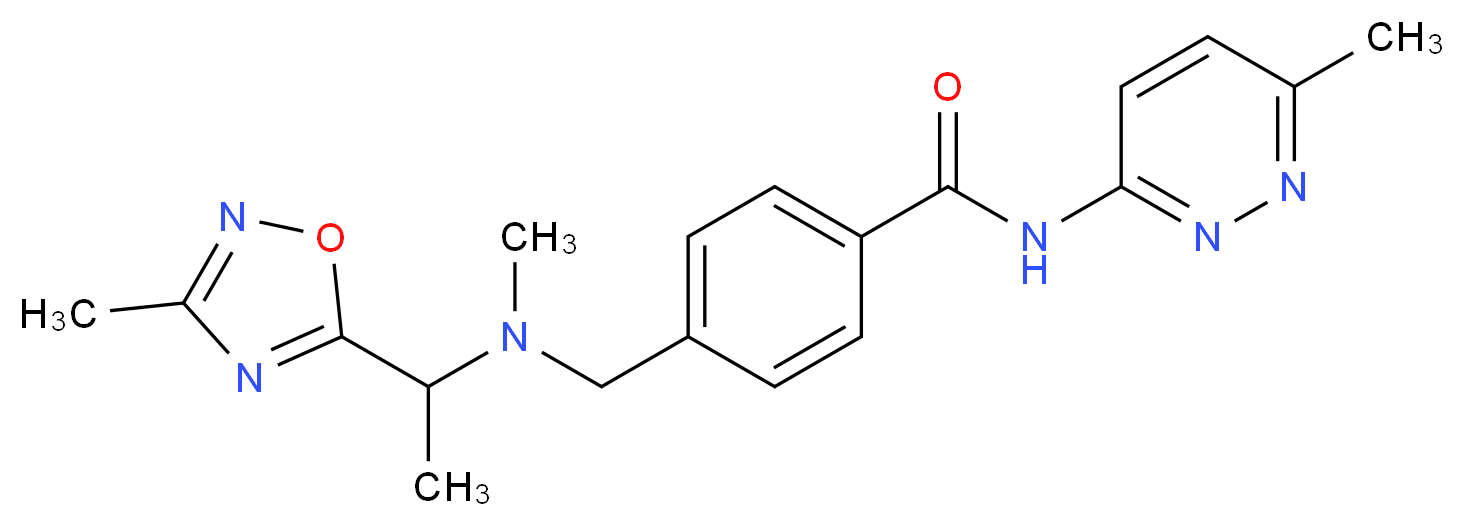 4-({methyl[1-(3-methyl-1,2,4-oxadiazol-5-yl)ethyl]amino}methyl)-N-(6-methylpyridazin-3-yl)benzamide_Molecular_structure_CAS_)