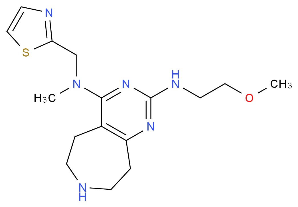N~2~-(2-methoxyethyl)-N~4~-methyl-N~4~-(1,3-thiazol-2-ylmethyl)-6,7,8,9-tetrahydro-5H-pyrimido[4,5-d]azepine-2,4-diamine_Molecular_structure_CAS_)