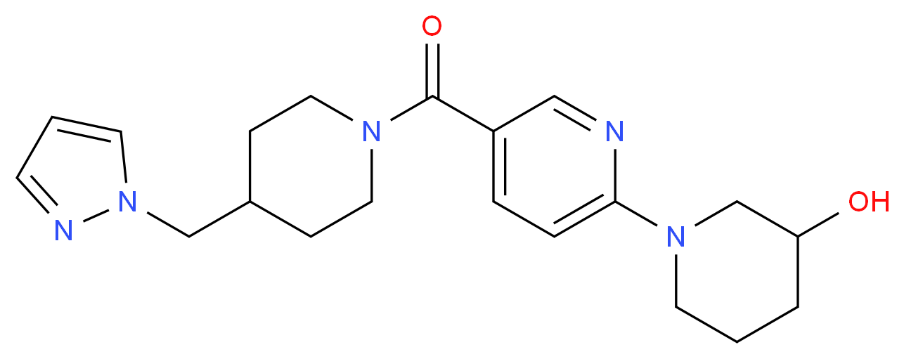 1-(5-{[4-(1H-pyrazol-1-ylmethyl)-1-piperidinyl]carbonyl}-2-pyridinyl)-3-piperidinol_Molecular_structure_CAS_)