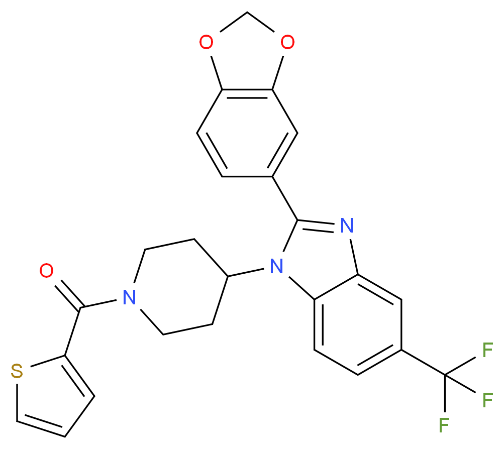 2-(1,3-benzodioxol-5-yl)-1-[1-(2-thienylcarbonyl)-4-piperidinyl]-5-(trifluoromethyl)-1H-benzimidazole_Molecular_structure_CAS_)