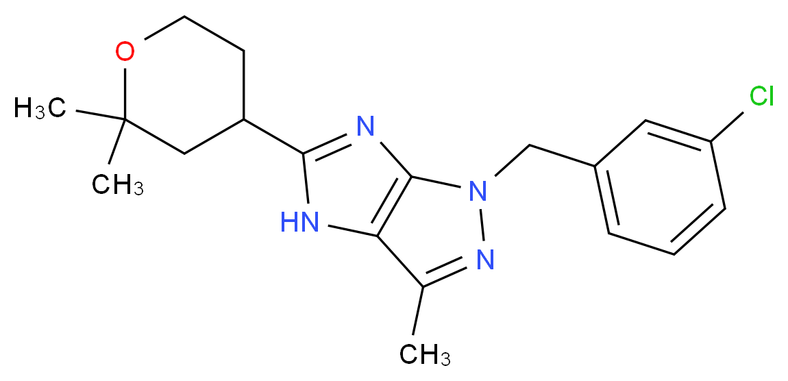 1-(3-chlorobenzyl)-5-(2,2-dimethyltetrahydro-2H-pyran-4-yl)-3-methyl-1,4-dihydroimidazo[4,5-c]pyrazole_Molecular_structure_CAS_)