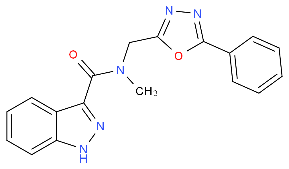 N-methyl-N-[(5-phenyl-1,3,4-oxadiazol-2-yl)methyl]-1H-indazole-3-carboxamide_Molecular_structure_CAS_)