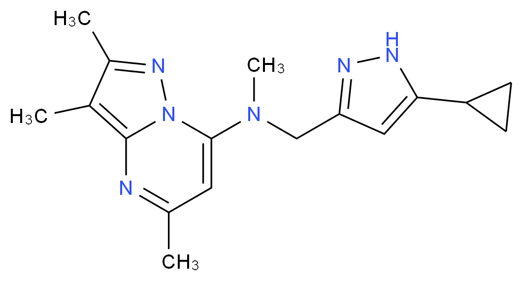 N-[(5-cyclopropyl-1H-pyrazol-3-yl)methyl]-N,2,3,5-tetramethylpyrazolo[1,5-a]pyrimidin-7-amine_Molecular_structure_CAS_)