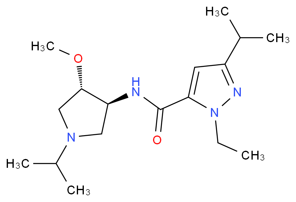 1-ethyl-3-isopropyl-N-[(3S*,4S*)-1-isopropyl-4-methoxy-3-pyrrolidinyl]-1H-pyrazole-5-carboxamide_Molecular_structure_CAS_)
