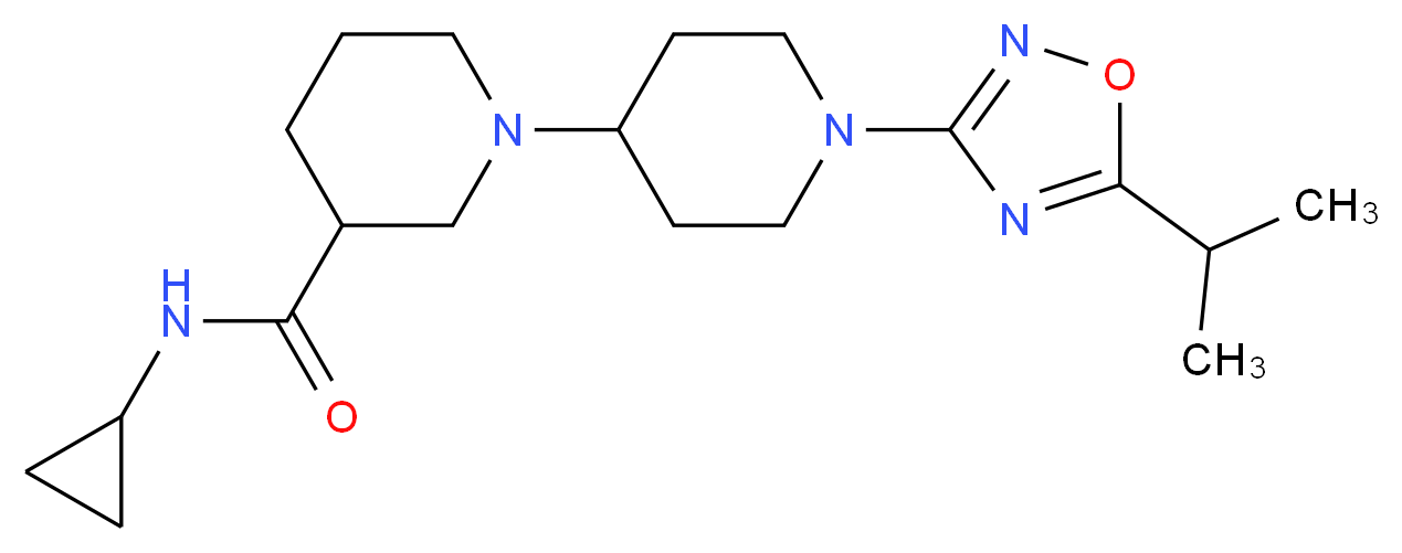 N-cyclopropyl-1'-(5-isopropyl-1,2,4-oxadiazol-3-yl)-1,4'-bipiperidine-3-carboxamide_Molecular_structure_CAS_)