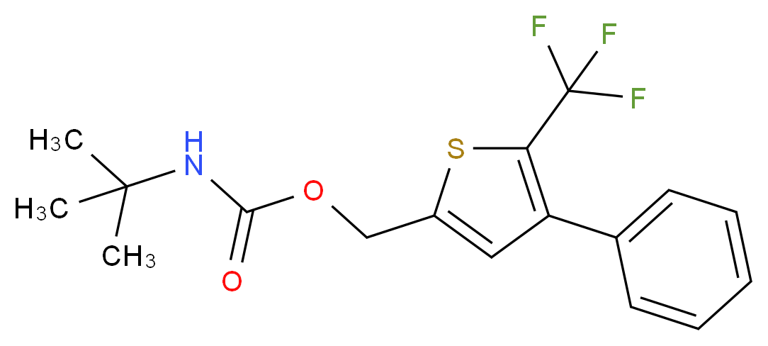 [4-phenyl-5-(trifluoromethyl)-2-thienyl]methyl N-(tert-butyl)carbamate_Molecular_structure_CAS_)