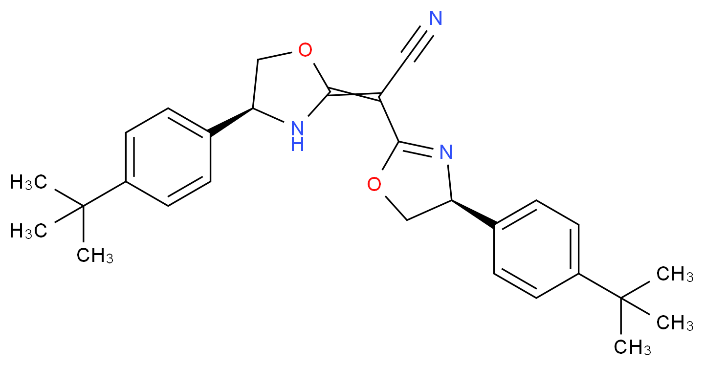 (4S)-(+)-4-[4-(tert-butyl)phenyl]-α-[(4S)-4-[4-(tert-butyl)phenyl]-2-oxazolidinylidene]-2-oxazolineacetonitrile_Molecular_structure_CAS_1217481-09-8)