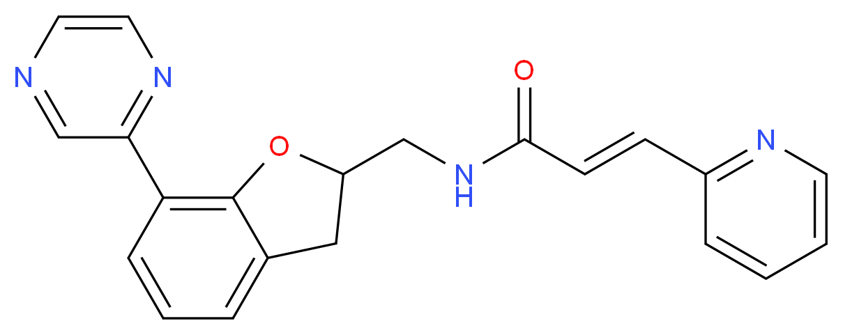 (2E)-N-{[7-(2-pyrazinyl)-2,3-dihydro-1-benzofuran-2-yl]methyl}-3-(2-pyridinyl)acrylamide_Molecular_structure_CAS_)