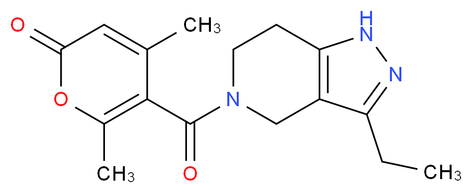 5-[(3-ethyl-1,4,6,7-tetrahydro-5H-pyrazolo[4,3-c]pyridin-5-yl)carbonyl]-4,6-dimethyl-2H-pyran-2-one_Molecular_structure_CAS_)