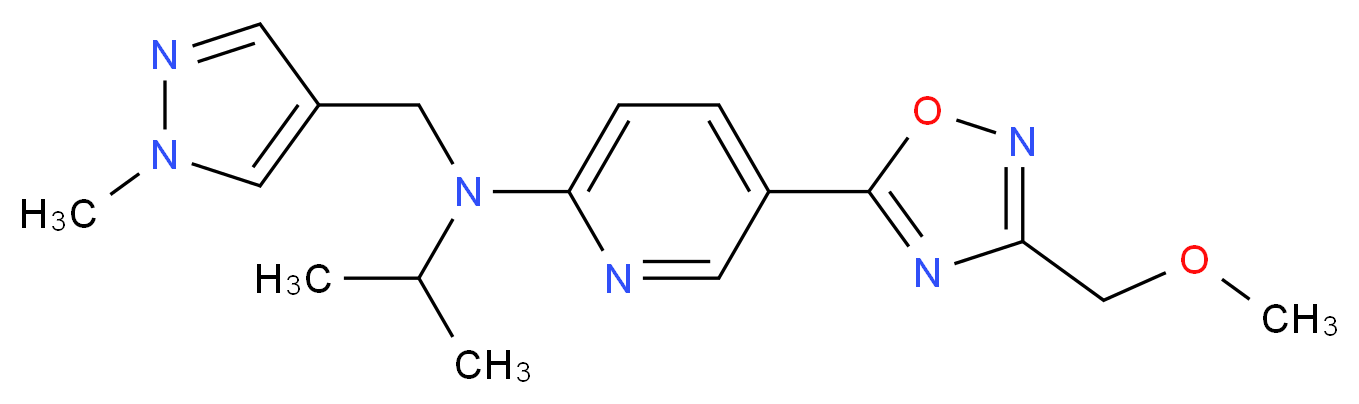 N-isopropyl-5-[3-(methoxymethyl)-1,2,4-oxadiazol-5-yl]-N-[(1-methyl-1H-pyrazol-4-yl)methyl]-2-pyridinamine_Molecular_structure_CAS_)