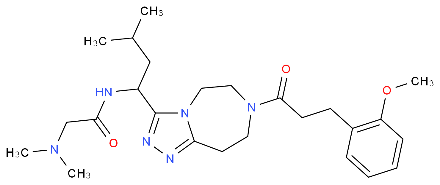 N~1~-(1-{7-[3-(2-methoxyphenyl)propanoyl]-6,7,8,9-tetrahydro-5H-[1,2,4]triazolo[4,3-d][1,4]diazepin-3-yl}-3-methylbutyl)-N~2~,N~2~-dimethylglycinamide_Molecular_structure_CAS_)