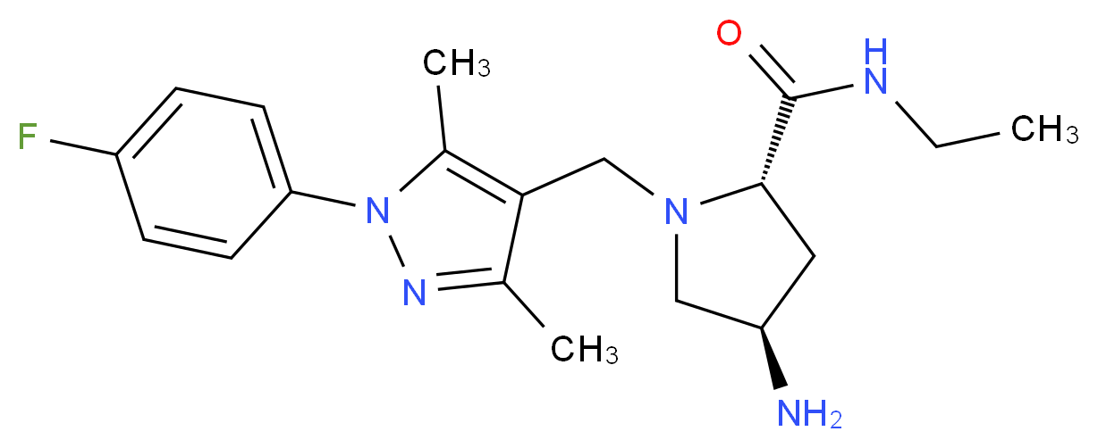 (2S,4R)-4-amino-N-ethyl-1-{[1-(4-fluorophenyl)-3,5-dimethyl-1H-pyrazol-4-yl]methyl}pyrrolidine-2-carboxamide_Molecular_structure_CAS_)