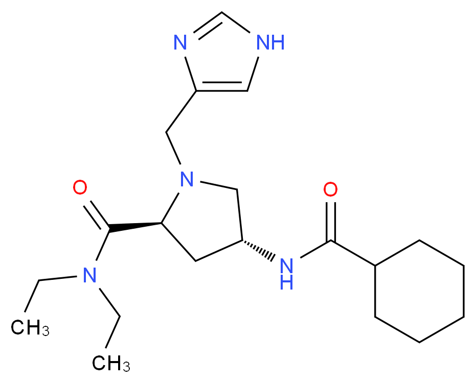 (4R)-4-[(cyclohexylcarbonyl)amino]-N,N-diethyl-1-(1H-imidazol-4-ylmethyl)-L-prolinamide_Molecular_structure_CAS_)