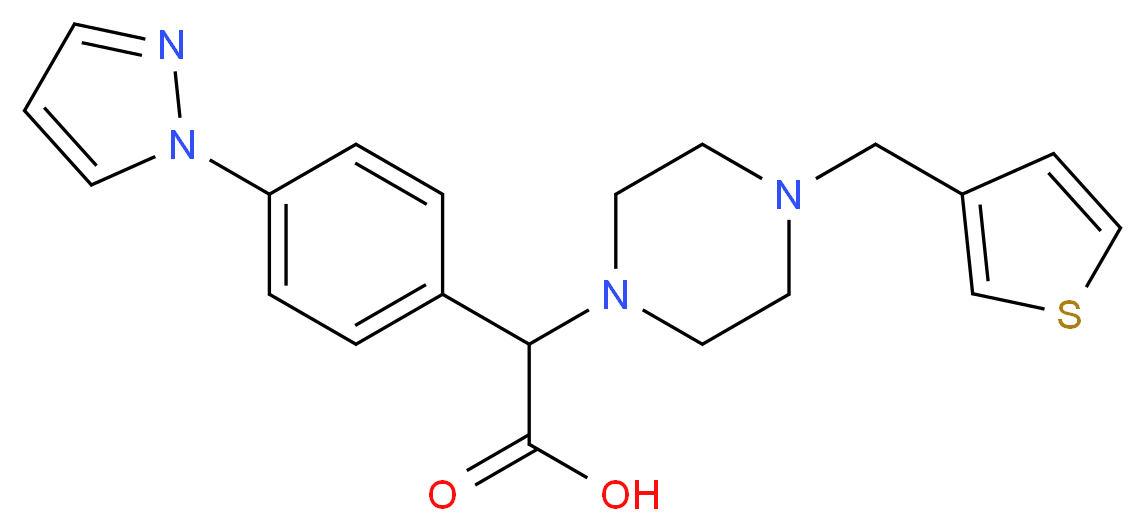 [4-(1H-pyrazol-1-yl)phenyl][4-(3-thienylmethyl)piperazin-1-yl]acetic acid_Molecular_structure_CAS_)
