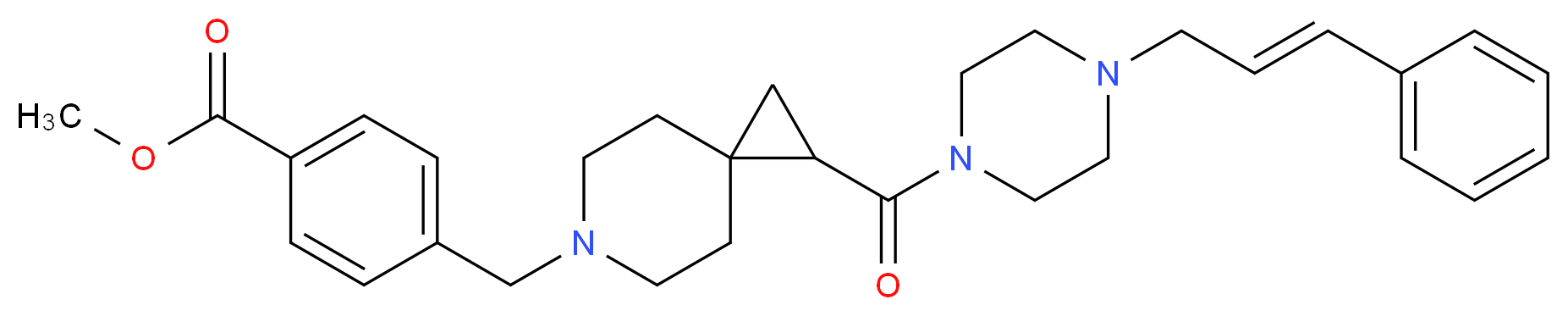 methyl 4-{[1-({4-[(2E)-3-phenyl-2-propen-1-yl]-1-piperazinyl}carbonyl)-6-azaspiro[2.5]oct-6-yl]methyl}benzoate_Molecular_structure_CAS_)