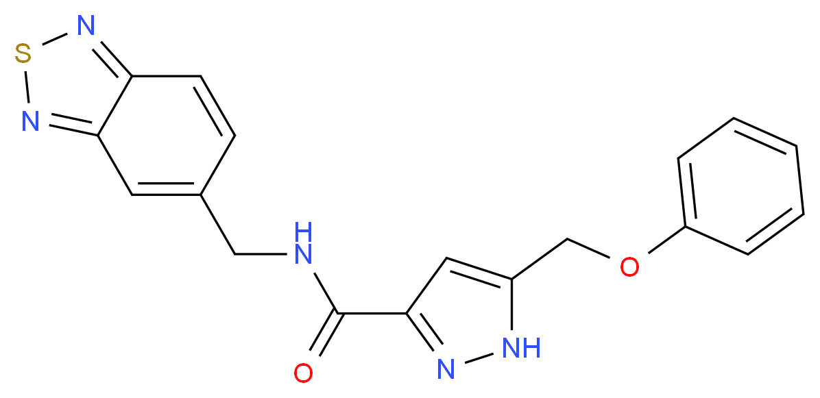 N-(2,1,3-benzothiadiazol-5-ylmethyl)-5-(phenoxymethyl)-1H-pyrazole-3-carboxamide_Molecular_structure_CAS_)