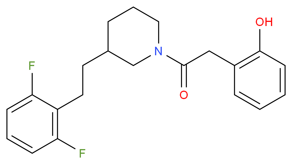 2-(2-{3-[2-(2,6-difluorophenyl)ethyl]-1-piperidinyl}-2-oxoethyl)phenol_Molecular_structure_CAS_)