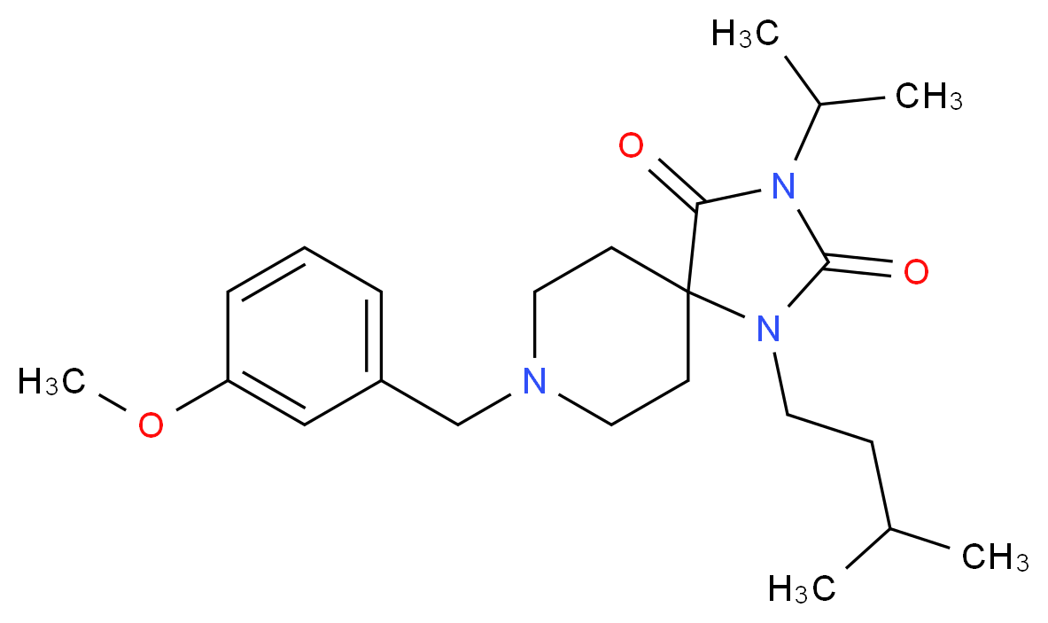 3-isopropyl-8-(3-methoxybenzyl)-1-(3-methylbutyl)-1,3,8-triazaspiro[4.5]decane-2,4-dione_Molecular_structure_CAS_)