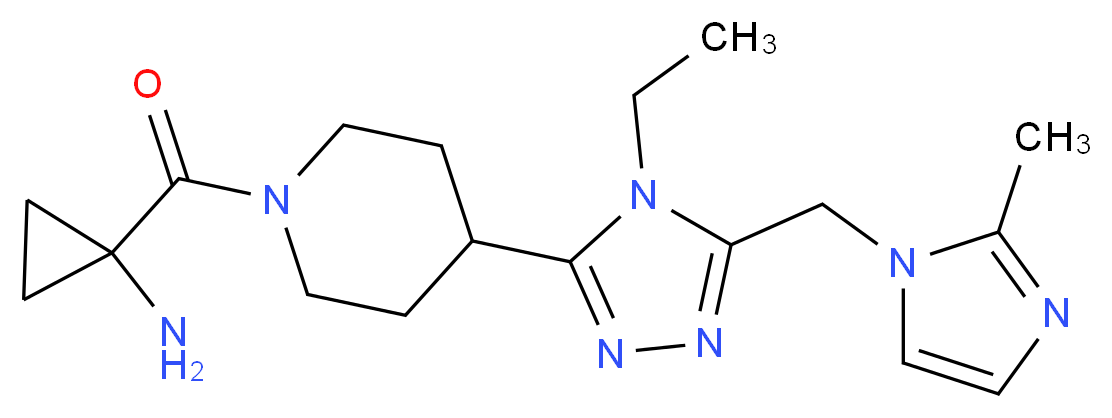 1-[(4-{4-ethyl-5-[(2-methyl-1H-imidazol-1-yl)methyl]-4H-1,2,4-triazol-3-yl}piperidin-1-yl)carbonyl]cyclopropanamine_Molecular_structure_CAS_)