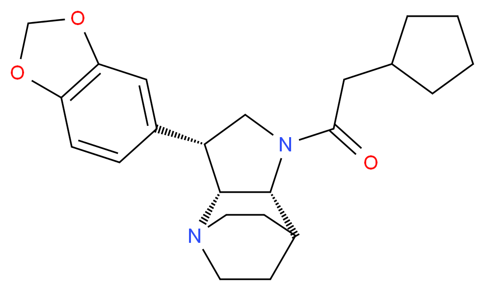 (3R*,3aR*,7aR*)-3-(1,3-benzodioxol-5-yl)-1-(cyclopentylacetyl)octahydro-4,7-ethanopyrrolo[3,2-b]pyridine_Molecular_structure_CAS_)