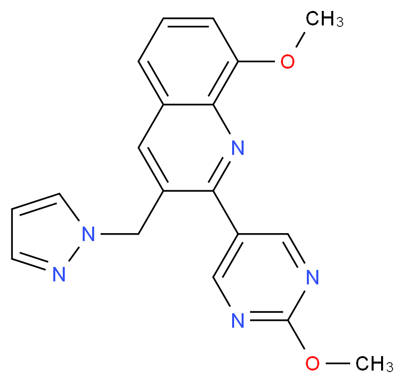 8-methoxy-2-(2-methoxy-5-pyrimidinyl)-3-(1H-pyrazol-1-ylmethyl)quinoline_Molecular_structure_CAS_)