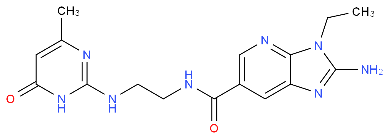 2-amino-3-ethyl-N-{2-[(4-methyl-6-oxo-1,6-dihydropyrimidin-2-yl)amino]ethyl}-3H-imidazo[4,5-b]pyridine-6-carboxamide_Molecular_structure_CAS_)