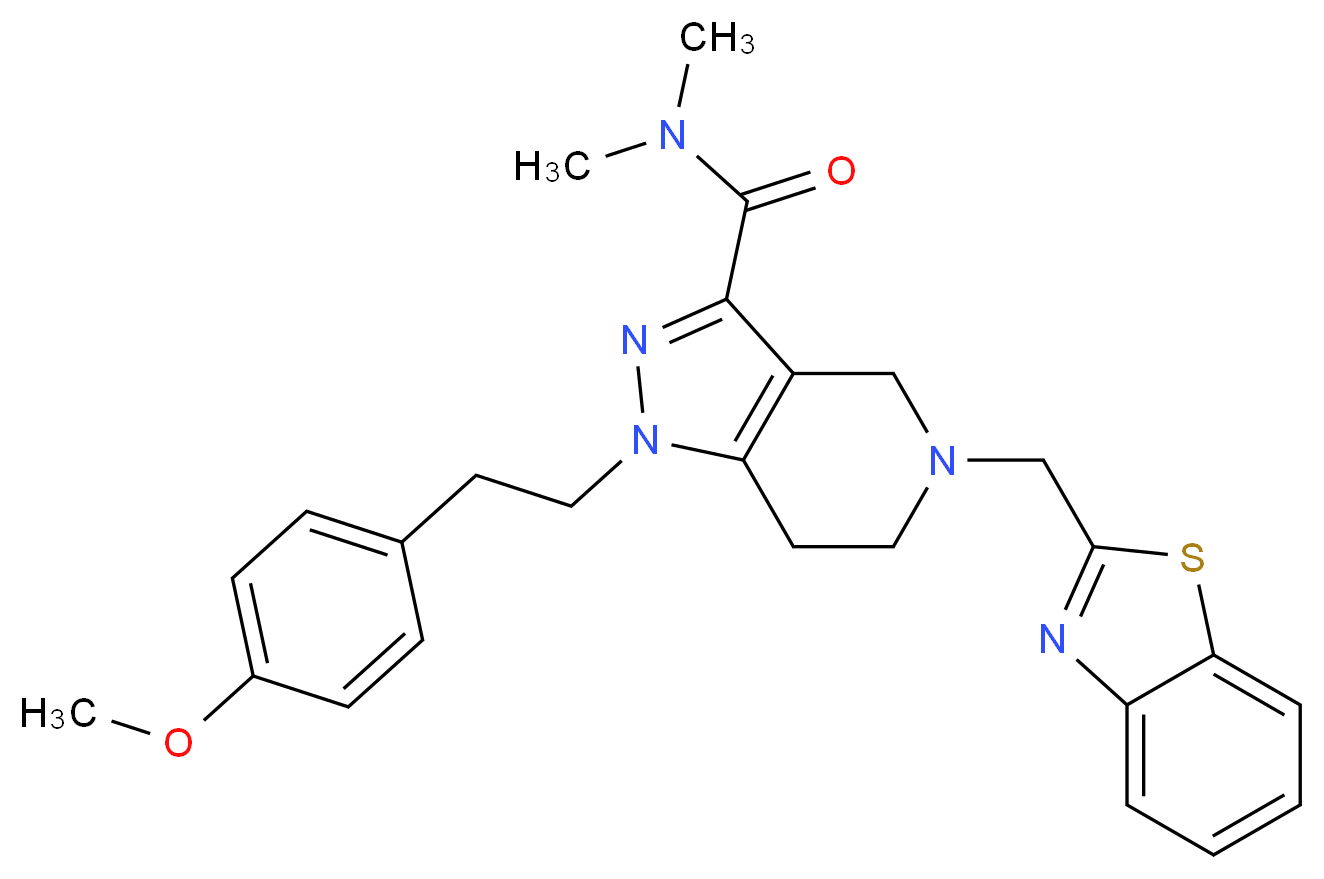 5-(1,3-benzothiazol-2-ylmethyl)-1-[2-(4-methoxyphenyl)ethyl]-N,N-dimethyl-4,5,6,7-tetrahydro-1H-pyrazolo[4,3-c]pyridine-3-carboxamide_Molecular_structure_CAS_)