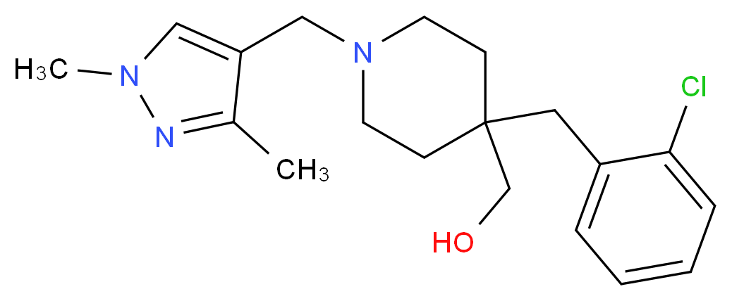 {4-(2-chlorobenzyl)-1-[(1,3-dimethyl-1H-pyrazol-4-yl)methyl]-4-piperidinyl}methanol_Molecular_structure_CAS_)