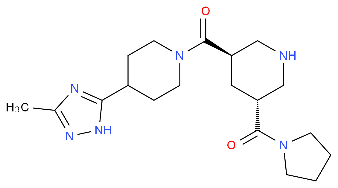 4-(3-methyl-1H-1,2,4-triazol-5-yl)-1-{[(3R*,5R*)-5-(pyrrolidin-1-ylcarbonyl)piperidin-3-yl]carbonyl}piperidine_Molecular_structure_CAS_)