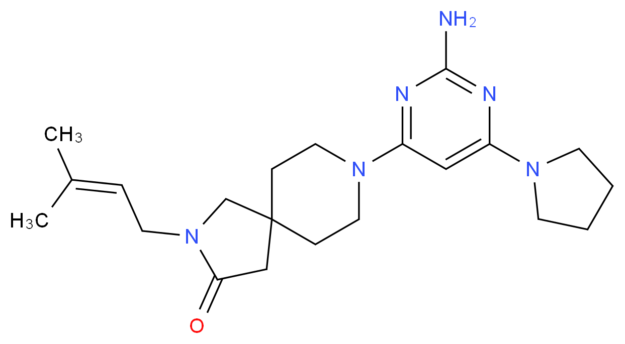 8-[2-amino-6-(1-pyrrolidinyl)-4-pyrimidinyl]-2-(3-methyl-2-buten-1-yl)-2,8-diazaspiro[4.5]decan-3-one_Molecular_structure_CAS_)