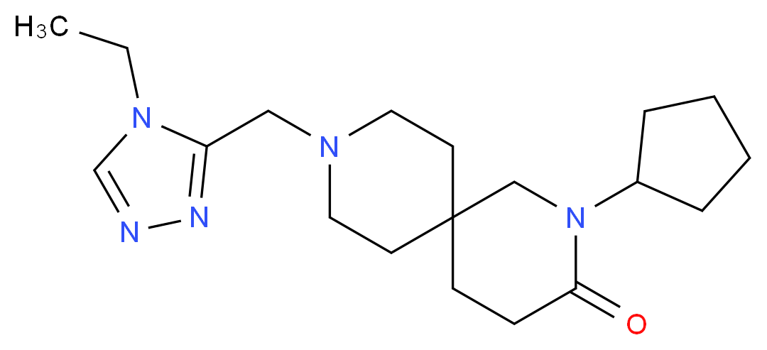 2-cyclopentyl-9-[(4-ethyl-4H-1,2,4-triazol-3-yl)methyl]-2,9-diazaspiro[5.5]undecan-3-one_Molecular_structure_CAS_)