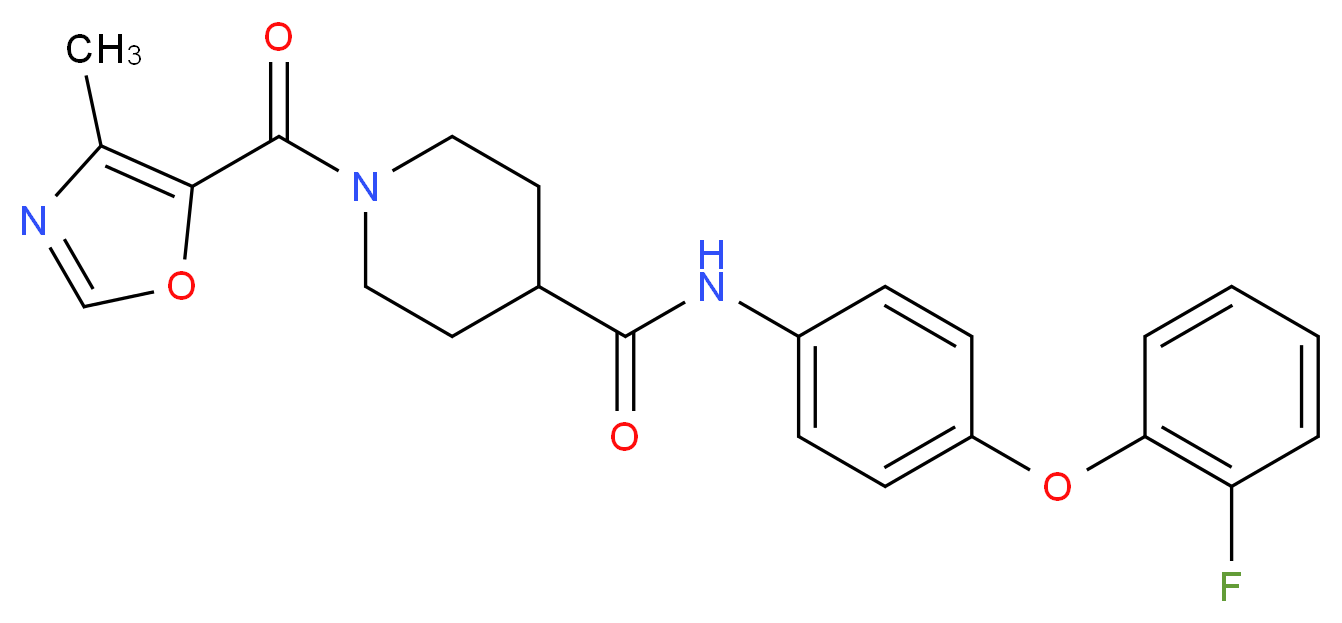 N-[4-(2-fluorophenoxy)phenyl]-1-[(4-methyl-1,3-oxazol-5-yl)carbonyl]-4-piperidinecarboxamide_Molecular_structure_CAS_)