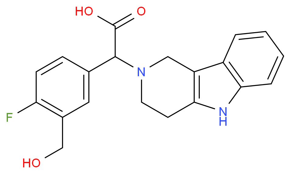 [4-fluoro-3-(hydroxymethyl)phenyl](1,3,4,5-tetrahydro-2H-pyrido[4,3-b]indol-2-yl)acetic acid_Molecular_structure_CAS_)