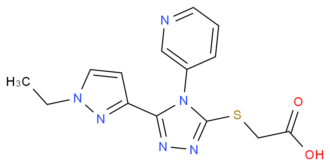 {[5-(1-ethyl-1H-pyrazol-3-yl)-4-pyridin-3-yl-4H-1,2,4-triazol-3-yl]thio}acetic acid_Molecular_structure_CAS_)