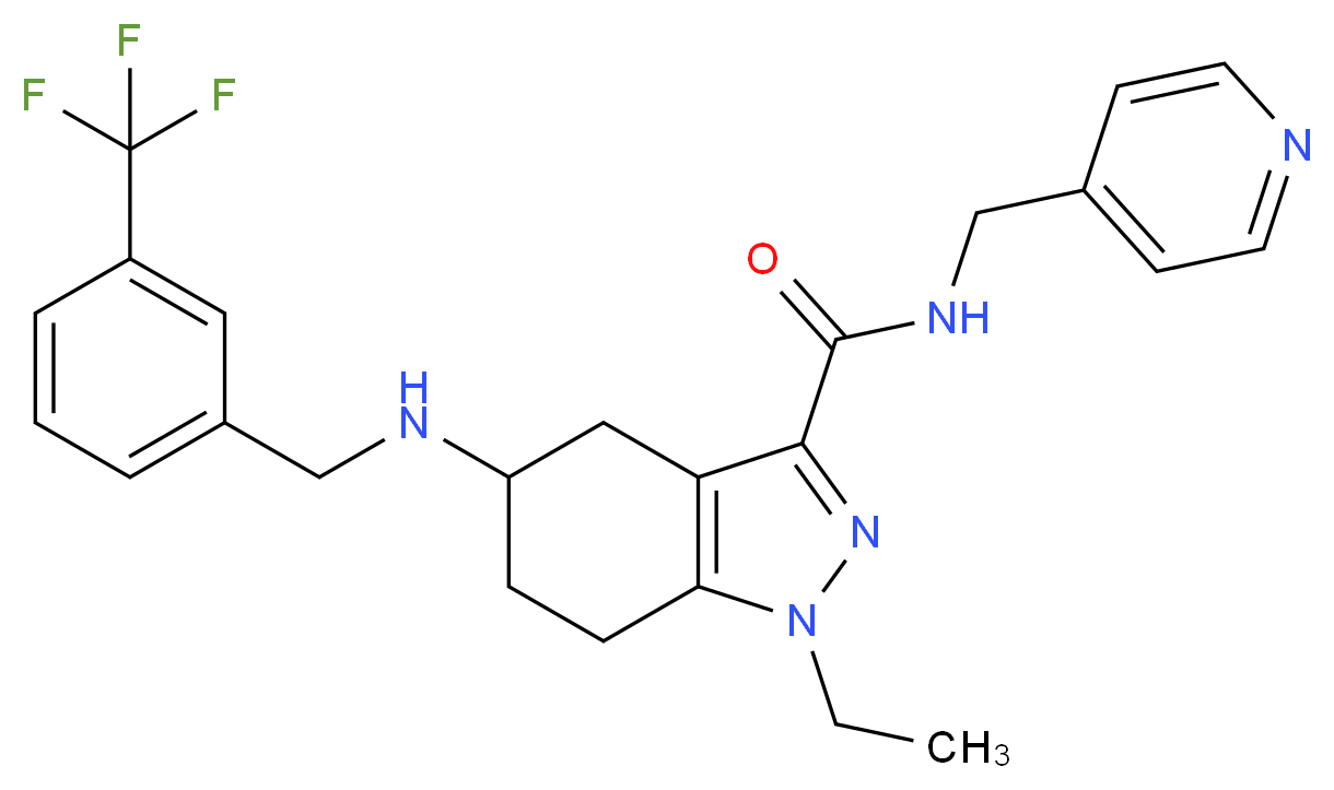 1-ethyl-N-(4-pyridinylmethyl)-5-{[3-(trifluoromethyl)benzyl]amino}-4,5,6,7-tetrahydro-1H-indazole-3-carboxamide_Molecular_structure_CAS_)