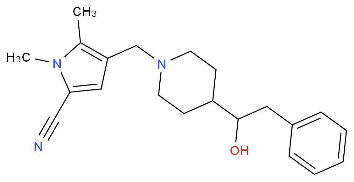 4-{[4-(1-hydroxy-2-phenylethyl)-1-piperidinyl]methyl}-1,5-dimethyl-1H-pyrrole-2-carbonitrile_Molecular_structure_CAS_)