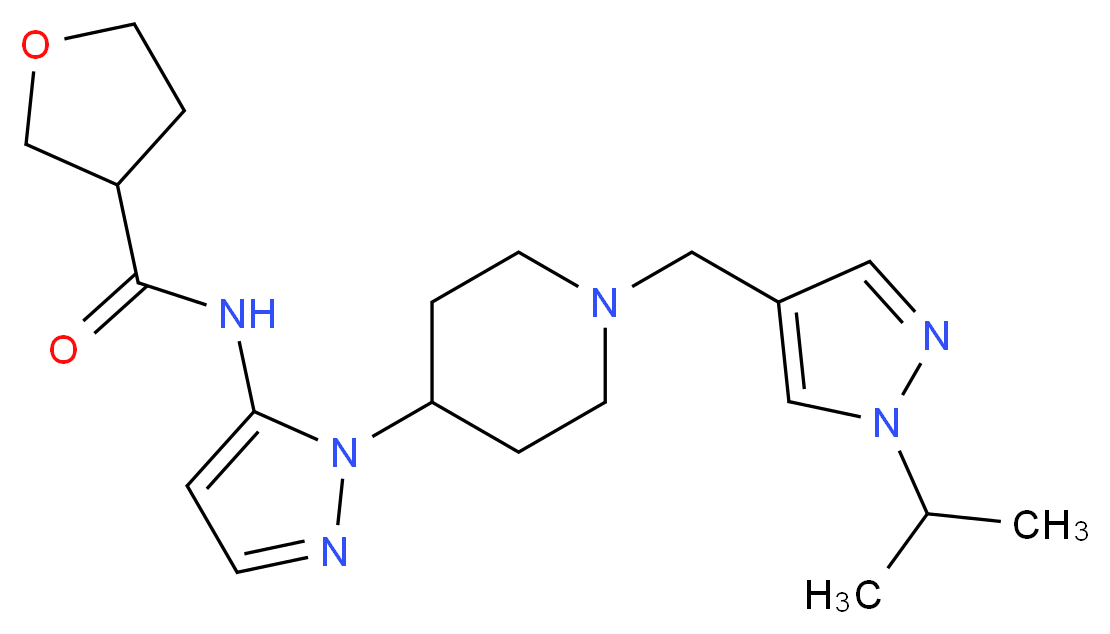 N-(1-{1-[(1-isopropyl-1H-pyrazol-4-yl)methyl]-4-piperidinyl}-1H-pyrazol-5-yl)tetrahydro-3-furancarboxamide_Molecular_structure_CAS_)
