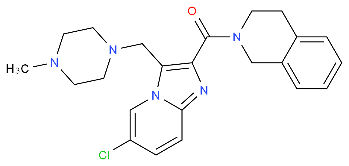 2-({6-chloro-3-[(4-methyl-1-piperazinyl)methyl]imidazo[1,2-a]pyridin-2-yl}carbonyl)-1,2,3,4-tetrahydroisoquinoline_Molecular_structure_CAS_)