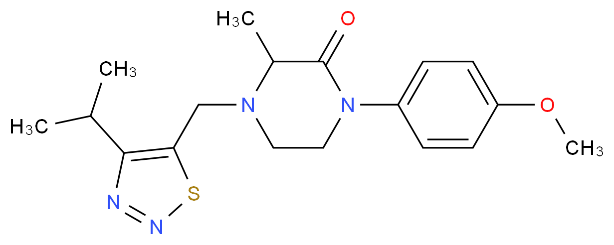 4-[(4-isopropyl-1,2,3-thiadiazol-5-yl)methyl]-1-(4-methoxyphenyl)-3-methyl-2-piperazinone_Molecular_structure_CAS_)