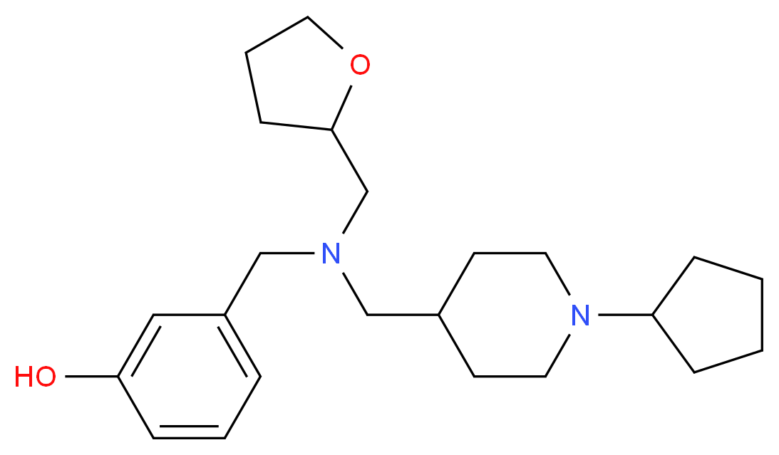3-{[[(1-cyclopentyl-4-piperidinyl)methyl](tetrahydro-2-furanylmethyl)amino]methyl}phenol_Molecular_structure_CAS_)