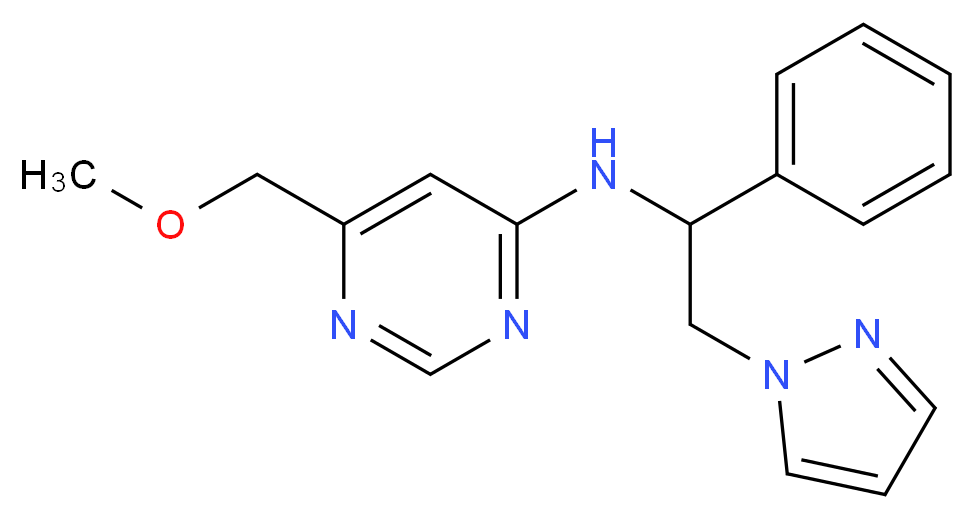 6-(methoxymethyl)-N-[1-phenyl-2-(1H-pyrazol-1-yl)ethyl]pyrimidin-4-amine_Molecular_structure_CAS_)