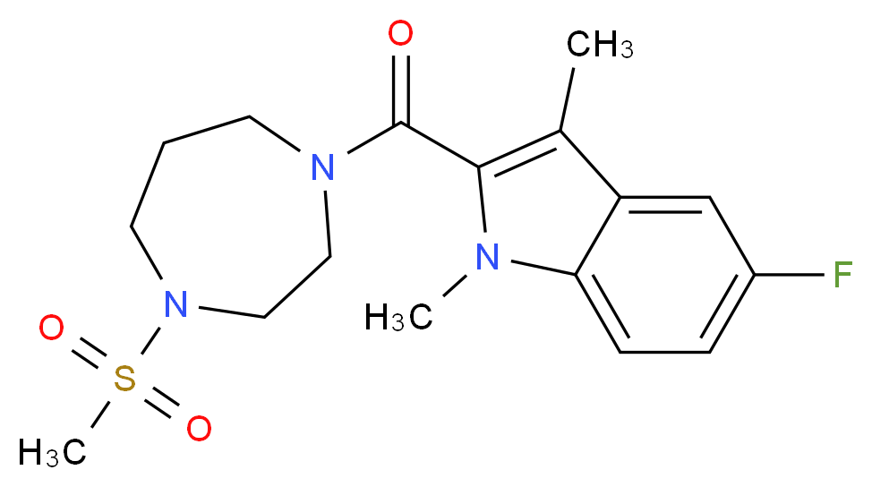 5-fluoro-1,3-dimethyl-2-{[4-(methylsulfonyl)-1,4-diazepan-1-yl]carbonyl}-1H-indole_Molecular_structure_CAS_)