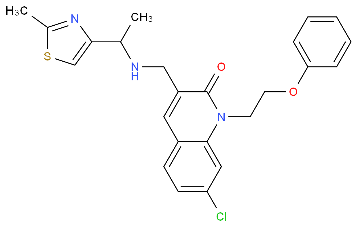 7-chloro-3-({[1-(2-methyl-1,3-thiazol-4-yl)ethyl]amino}methyl)-1-(2-phenoxyethyl)-2(1H)-quinolinone_Molecular_structure_CAS_)