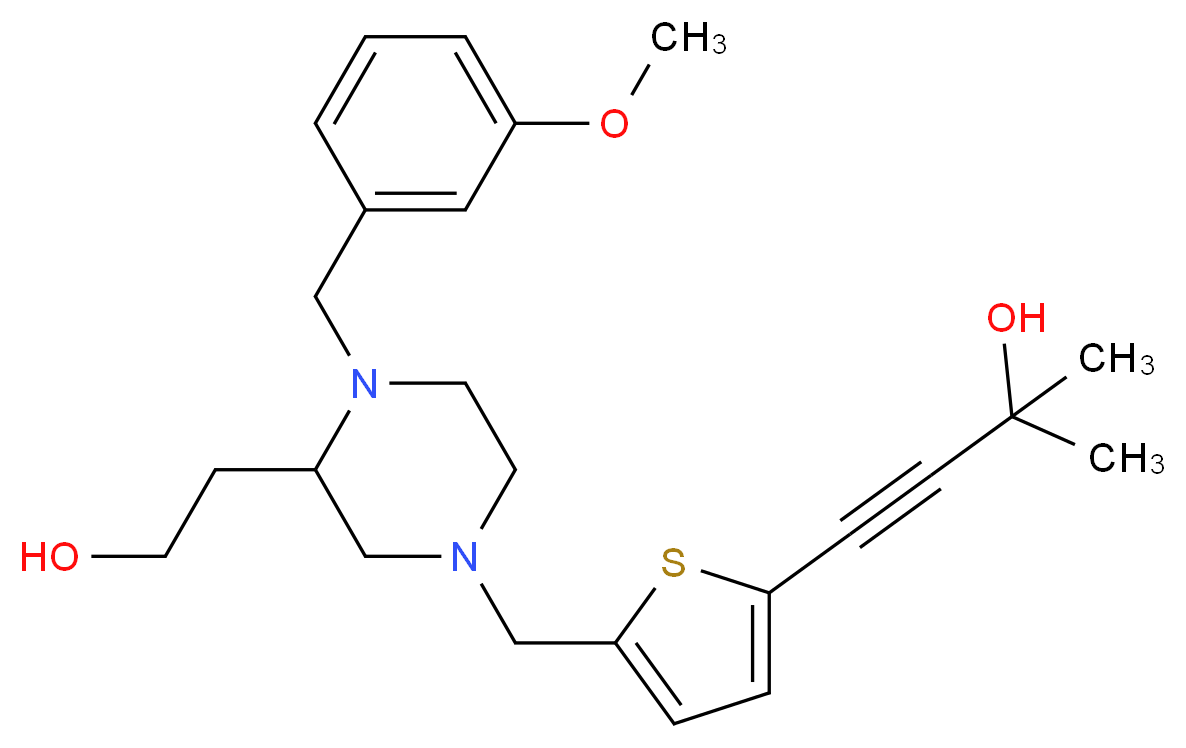 4-(5-{[3-(2-hydroxyethyl)-4-(3-methoxybenzyl)-1-piperazinyl]methyl}-2-thienyl)-2-methyl-3-butyn-2-ol_Molecular_structure_CAS_)
